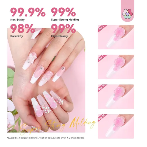Vista 5 de SAVILAND Kit de gel de uñas Solid Builder: Aurora Silver Pink Clear 3D Sculpting Gel con moldes de silicona de flores de rosa y lápiz de tallado