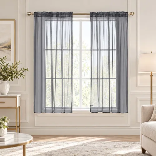 Vista 25 de Deconovo - Cortinas transparentes con filtro de luz de 84 pulgadas de largo Plata