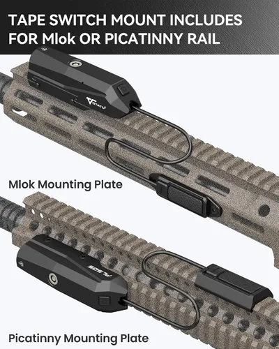 Vista 7 de VOTATU PL50S - Luz de arma de 1450 lúmenes con interruptor de presión, linterna Picatinny recargable para rifle, USB magnético recargable, modos