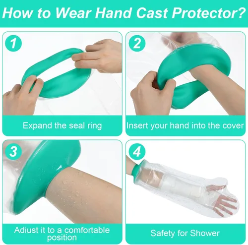 Vista 5 de Manga de ducha de brazo, manga impermeable para ducha, protector de ducha para brazo, protección impermeable para muñeca, codo, dedo, mano