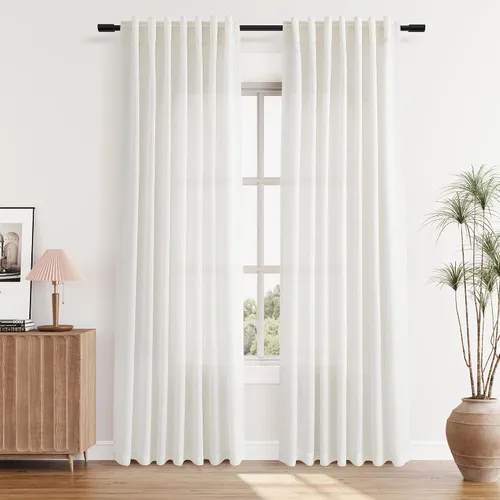 Vista 33 de Aersas Aqua Green Linen Curtains 84 Inches Long 2 Panels Set Back Tab Rod Pocket Living Room Curtain Farmhouse Rustic Light Filtering Hook Drapes