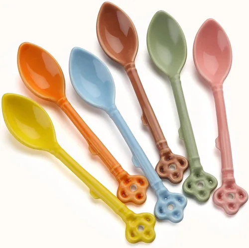 Vista 2 de Juego de 6 cucharas demitasse de cerámica para café, postre, té, helado