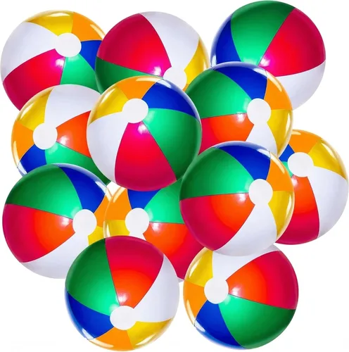 Vista 8 de Beach Balls 12 Pack, 12" Ball, Beach Toys for Kids, Pool Games, Inflatable Pool Toys, Bulk Hawaiian Tropical Theme Party Decorations Favors Supplies