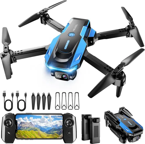 Vista 9 de Drone con cámara 1080P - Drone plegable RC Quadcopter FPV con control Negro