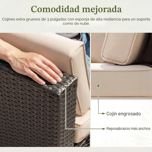 Vista 4 de Devoko Juego de muebles de patio de 5 piezas para todo tipo de clima, sofá seccional de patio al aire libre, tejido manual, mimbre de ratán, sofás