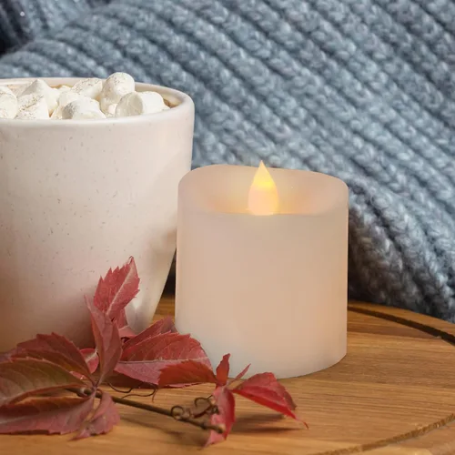Vista 3 de Juego de velas parpadeantes sin llama de 3 x 3 pulgadas de cera real LED de 600 horas con temporizador remoto, control para fiesta de boda en Marfil