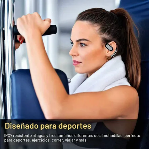 Vista 2 de Hsility Auriculares inalámbricos Bluetooth con micrófono integrado con ganchos para los oídos 50 horas de reproducción, pantalla LED, estuche