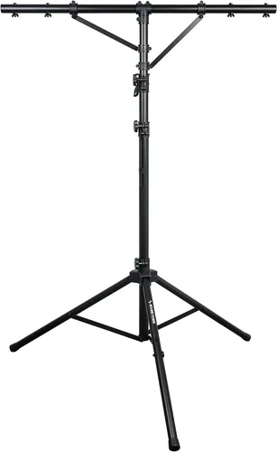 Vista 8 de Sound Town Paquete de 2 soportes de iluminación para DJ, altura ajustable, 9 pies de alto, con barra en T y base de trípode (STLS-T09-PAIR)