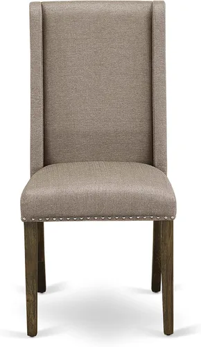 Vista 9 de East West Furniture F2FL5-716 - Juego de mesa de comedor de 5 piezas, incluye una mesa de cocina redonda con pedestal y 4 sillas de comedor Parson