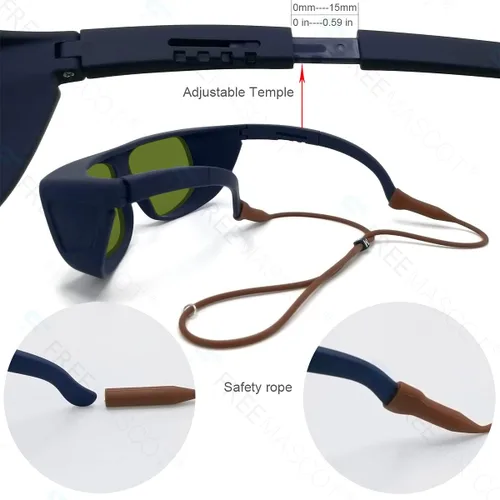 Vista 4 de FreeMascot Gafas de seguridad láser profesionales OD 8+ 190nm-450nm/800nm-1100nm de longitud de onda para luz láser típica de 405 nm, 445 nm, 808