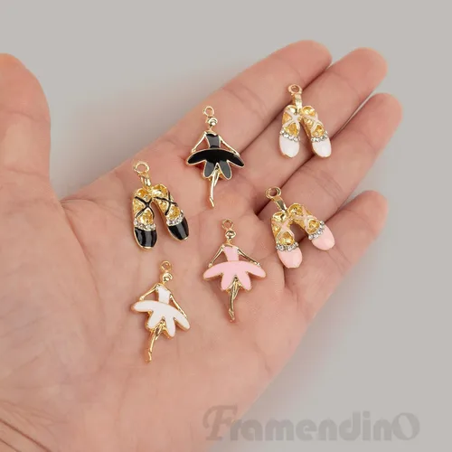 Vista 8 de Framendino, Esmalte Ballet Girl Charm Ballet Shoes Colgante Ballet Girl Colgante Ballet Girl Colgante para collar, aretes, pulsera, joyería artesanal