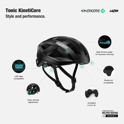 Vista 3 de LAZER Tonic KinetiCore - Casco de bicicleta liviano para adultos, equipo de ciclismo para hombres y mujeres