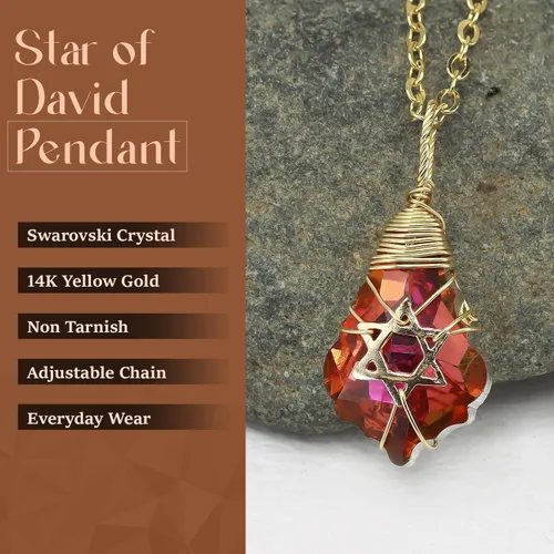 Vista 22 de Collar de estrella de David para mujeres y hombres, collar de estrella judía relleno de oro de 14 quilates, collar de Israel