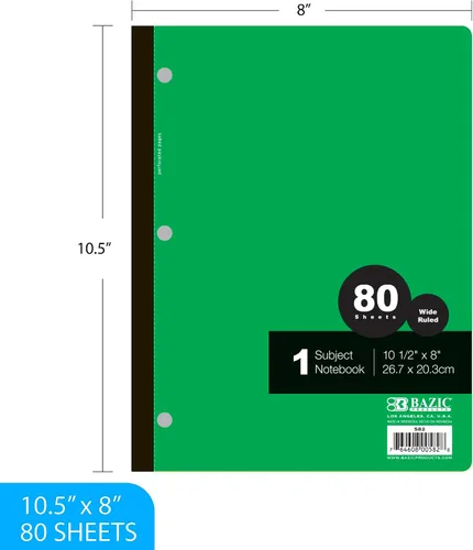 Vista 2 de BAZIC W/R - Cuaderno inalámbrico de 80 unidades Rosa/Azul/Verde/Púrpura