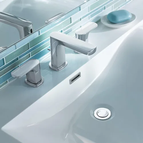 Vista 7 de Moen Rizon T6920 - Grifo de baño de dos manijas cromado, requiere válvula, T6920