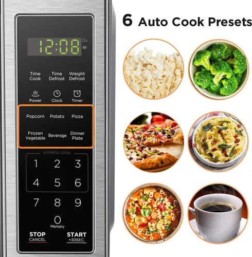 Vista 3 de BLACK+DECKER EM720CB7 Horno digital de microondas, 700 W, acero inoxidable, 0.7 pies cúbicos y cafetera programable CM1160B de 12 tazas, negro/acero