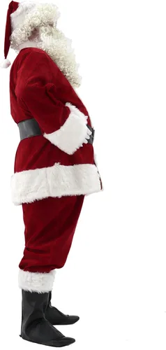 Vista 3 de Ahititi Disfraz de Papá Noel para hombres, traje de Papá Noel, para adultos, 11 piezas para hombre, de lujo, profesional, de Navidad, cosplay