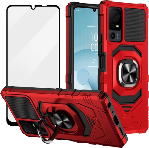 Vista 12 de Ailiber Funda con soporte magnético para Lively Smart 4/TCL 40 XL/40T Soporte de anillo y protector de pantalla y negro