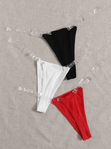 Vista 2 de Verdusa Paquete de 3 tangas transparentes para mujer, tanga invisible