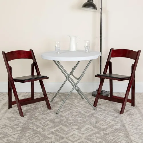 Vista 10 de EMMA + OLIVER Paquete de 4 sillas plegables de madera negra con asiento acolchado de vinilo