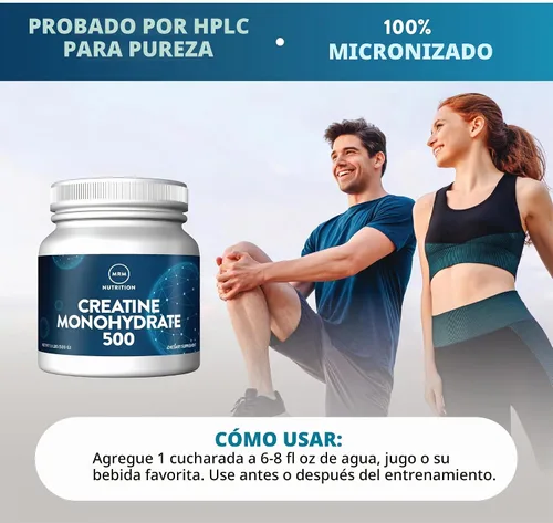 Vista 5 de MRM Nutrition Creatina monohidrato en polvo, sin sabor - 11.5 oz