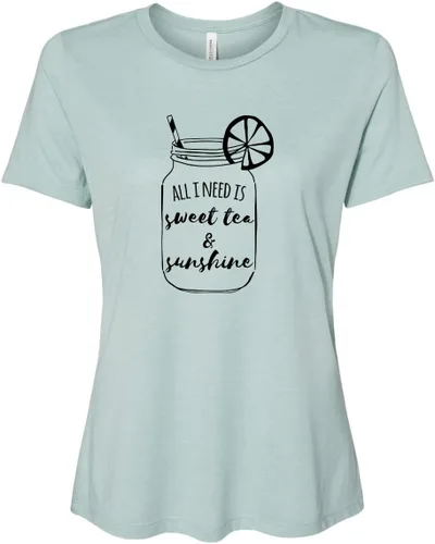 Vista 16 de Cute Women's Screen Printed Crew Neck Tee, Shirts With Sayings, Dusty Blue or Olive