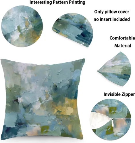 Vista 2 de Fundas de almohada de 18 x 18 pulgadas, modernas, decorativas, suaves, cuadradas, con cremallera invisible, para sofá, hogar, cama, dormitorio
