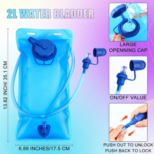 Vista 4 de Chunful Paquete de 6 mochilas de hidratación para correr, paquetes de hidratación para festivales, mochila de agua ligera con vejiga de agua de 2L