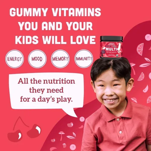 Vista 6 de Llama Naturals - Vitaminas en gomitas de fruta real para niños, sin caña de azúcar añadida, betacarotenos, multivitamínico de alimentos integrales