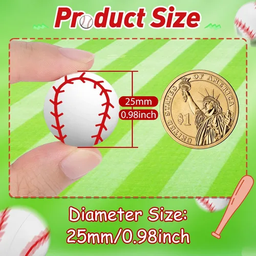 Vista 2 de Deekin 200 pelotas inflables de béisbol a granel de 0.98 pulgadas, mini pelotas de goma para rebotar, recuerdos de fiesta deportiva para niños