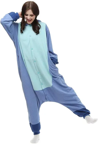 Vista 3 de Pijama unisex para adultos, mameluco divertido de personaje de caricatura para disfraz de Halloween, fiesta de Navidad, cosplay o uso diario
