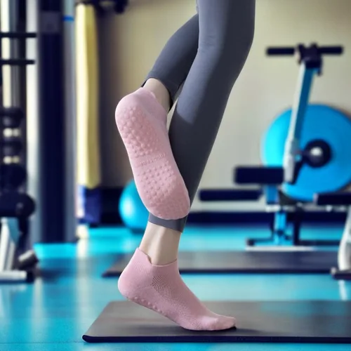 Vista 7 de Calcetines de agarre para mujer, pilates, yoga, calcetines de hospital antideslizantes con pinzas para mujer, calcetines adhesivos con cojín