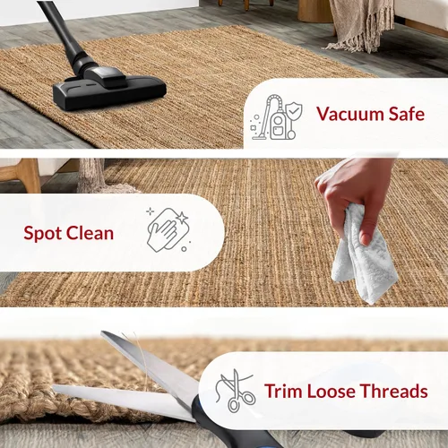 Vista 4 de nuLOOM Ashli Alfombra tejida a mano, Natural, 1,52 x 2,44 m, estilo granja, de yute, suave y texturizada, resistente a manchas, fácil de limpiar