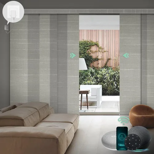 Vista 9 de Yoolax - Persianas deslizantes inteligentes personalizadas XL, persianas verticales de tela opacas para puertas de vidrio. Separador de habitación