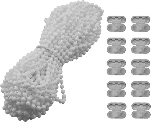 Vista 6 de MEETOOT Blinds Pull Bead Chain Repairer Kit 10 Meter 10.94 Yards Plastic Roller Blind Roman Vertical Shade Beaded Chain Pull Cord Window Curtain