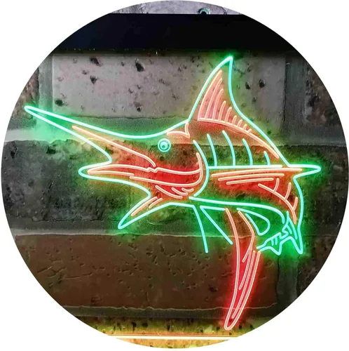 Vista 11 de ADVPRO Marlin Fish Room Man Cave Dual Color LED Neon Sign Blue & Red 12 x 8 Inches st6s32-i3723-br