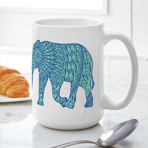 Vista 5 de CafePress Blue Elephant - Taza de café de cerámica de 15 oz (15.0 fl oz)
