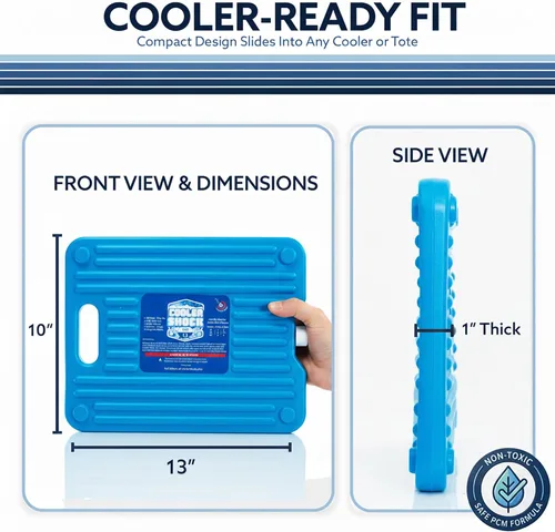Vista 3 de Cooler Shock Ice Packs for Cooler, Reusable, Long Lasting, Cold Freezer Packs for Coolers, Lunch Bags & Totes to Keep Food Fresh