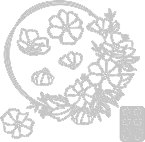 Vista 2 de Sizzix Thinlits - Juego de troqueles redondos florales, color plateado