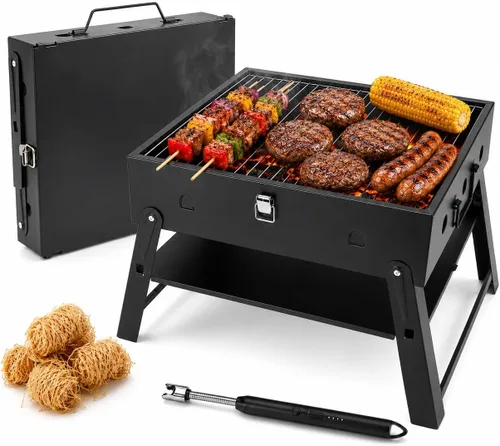 Vista 15 de Pequeña parrilla de carbón portátil para barbacoa: Mini parrillas plegables