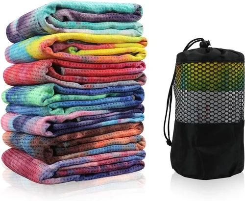 Vista 7 de Toallas de yoga, toalla de yoga antideslizante con textura de gofre antideslizante, manta de yoga de microfibra 100% absorbente, sin olor
