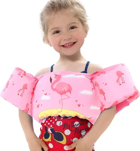 Vista 10 de Double Couple Toddler Swim Vest with Sleeves Cartoon Adjustable Strap Swimming Jacket Pool Floaties for Kids 20-50 Pounds Boys and Girls Child