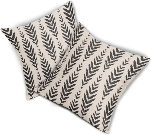 Vista 8 de Sweetshow - Juego de 2 fundas de almohada boho de 16x16 pulgadas, fundas de almohada étnicas bohemias negras con estampado geométrico de espiga
