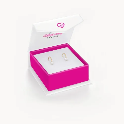 Vista 3 de 14k Yellow Gold Freshwater Cultured Pearl Endless Hoop Earrings for Little Girls and Preteens - Classic White Pearls Solid 14k Yellow Gold Hoop