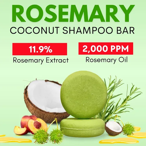 Vista 2 de Rosemary - Juego de 3 barras de champú y acondicionador para cabello de aspecto saludable - Barras de champú sólido natural para mujeres con cabello