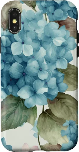Vista 5 de Watercolor Shabby Chic Blue Hydrangeas Flower Case for iPhone 17