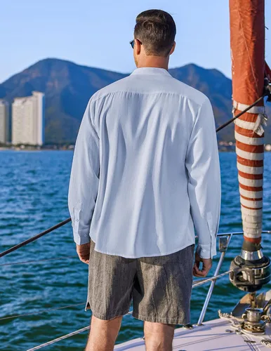 Vista 3 de COOFANDY Camisas casuales de lino para hombre, camisa de playa de manga larga con botones