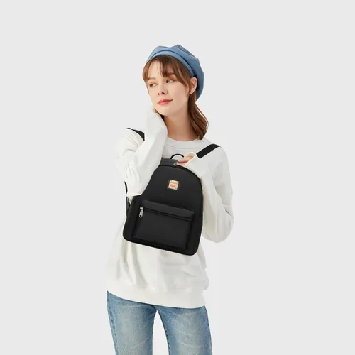Vista 3 de Cusangel - Mochila pequeña resistente al agua para niñas, mochila pequeña para mujeres, niños, viajes escolares, Negro puro, Mochilas tipo mochila