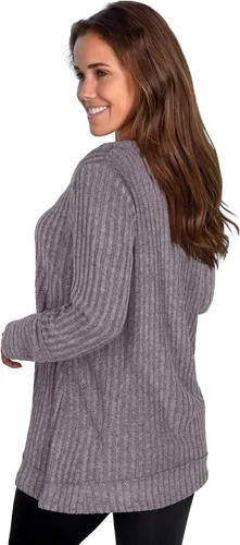 Vista 3 de WIHOLL - Suéter de manga larga, con cuello en V, color sólido, a la moda para mujer
