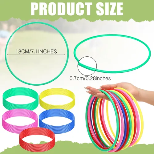 Vista 2 de Wettarn 60 anillos de plástico grandes para lanzar anillos de carnaval, juegos de práctica de velocidad y agilidad, juegos de jardín, patio trasero
